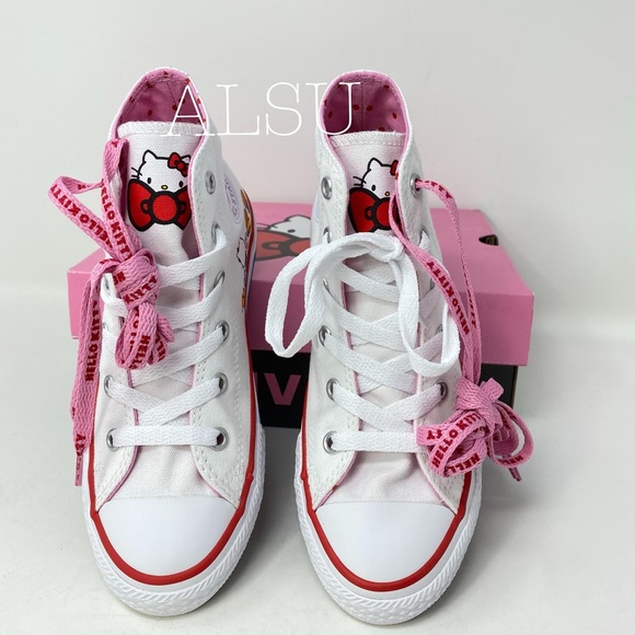 Conv&Hello Kitty Ctas High Top White Pink Kid’s - Picture 5 of 8